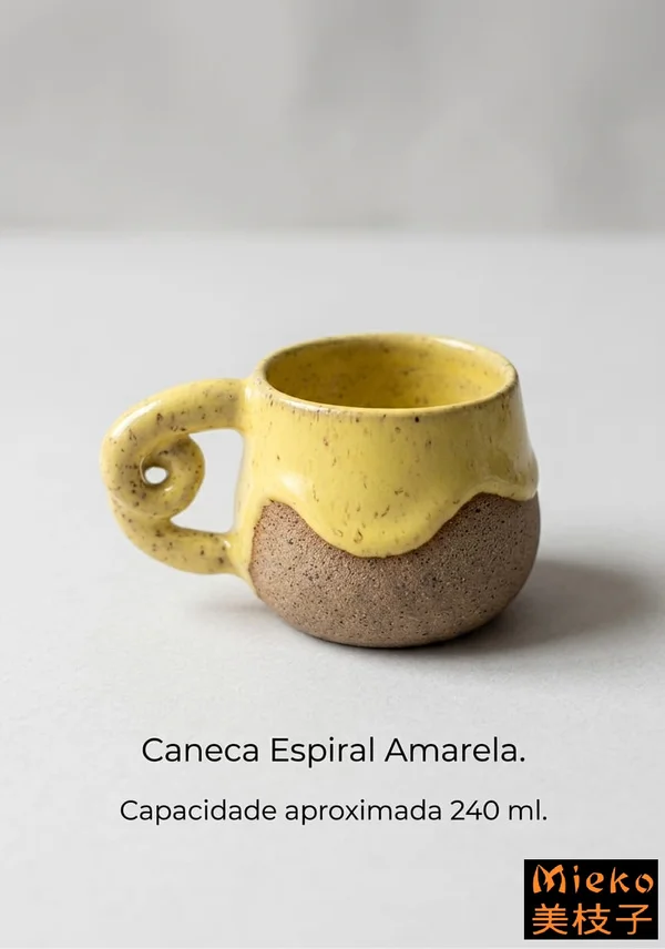 R$ 80 (PIX) R$ 90 (CARTÃO) Caneca Espiral Amarela